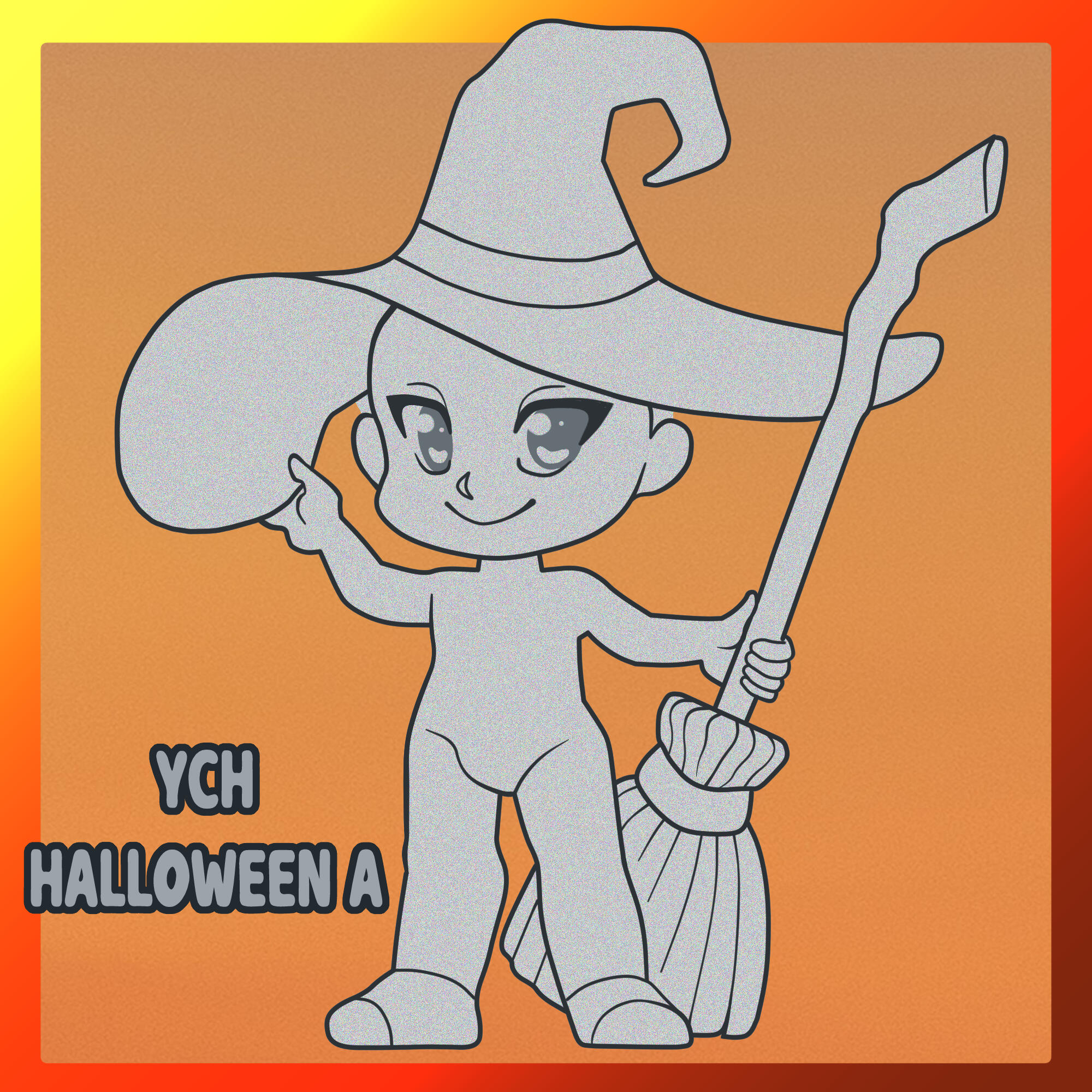YCH Halloween A - Witch with a large hat and broom. YCH Halloween A - Witch with a large hat and broom.